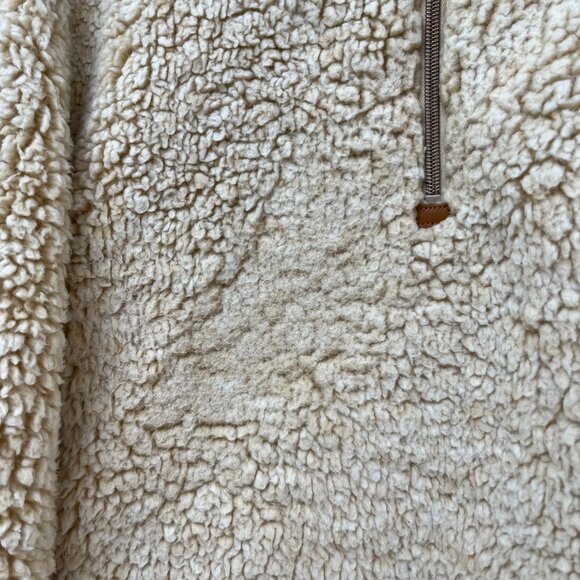 Nordic Fleece The Victoria Sherpa Pullover in Oatmeal Quarter Zip Sweater Large - Picture 3 of 15